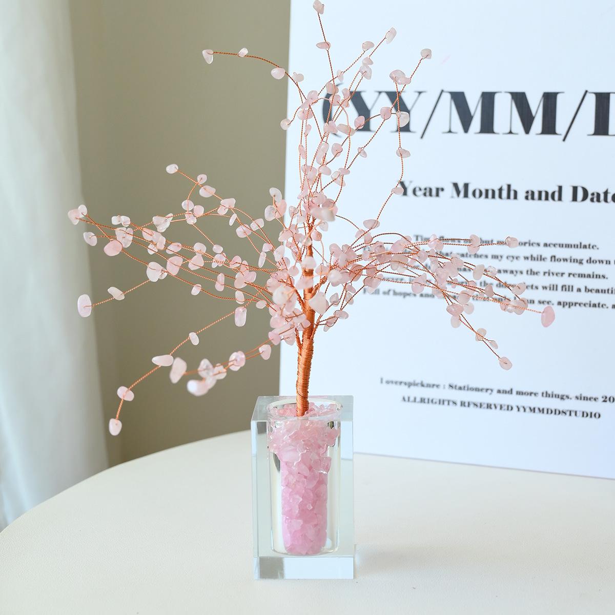 

Natural Amethyst Crushed Stone Money Tree Office Wine Cabinet Colorful Crystal Fortune Tree Decorative Gift Ornament Rose Quartz Model