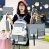 5pcs Backpack Junior High School Students Elementary School Students College Large Capacity, Versatile, Campus Leisure, Dirt Resistant Backpack