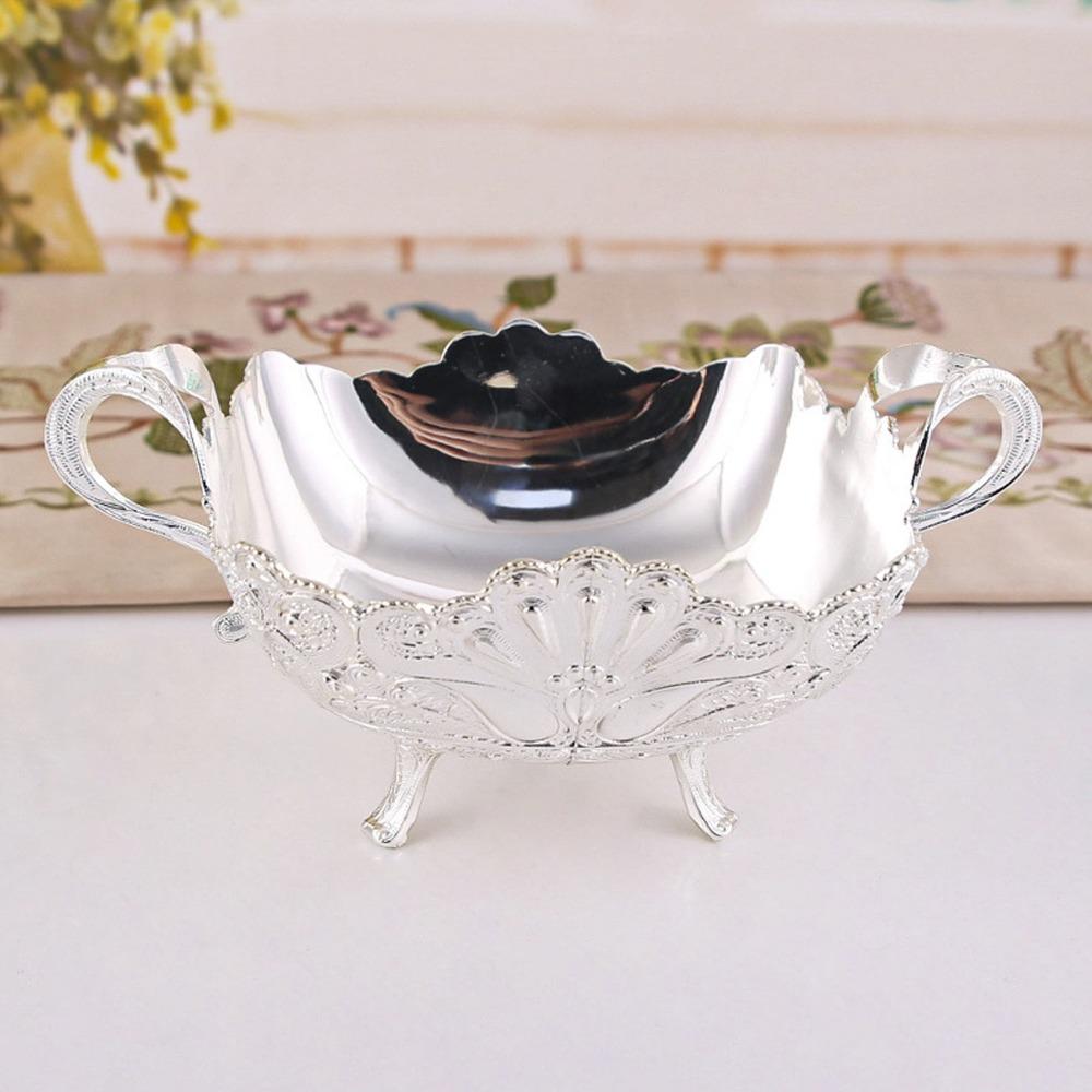 Peacock Alloy Serving Bowl Silver Quadrate Fruit Bowl Kitchen Countertops