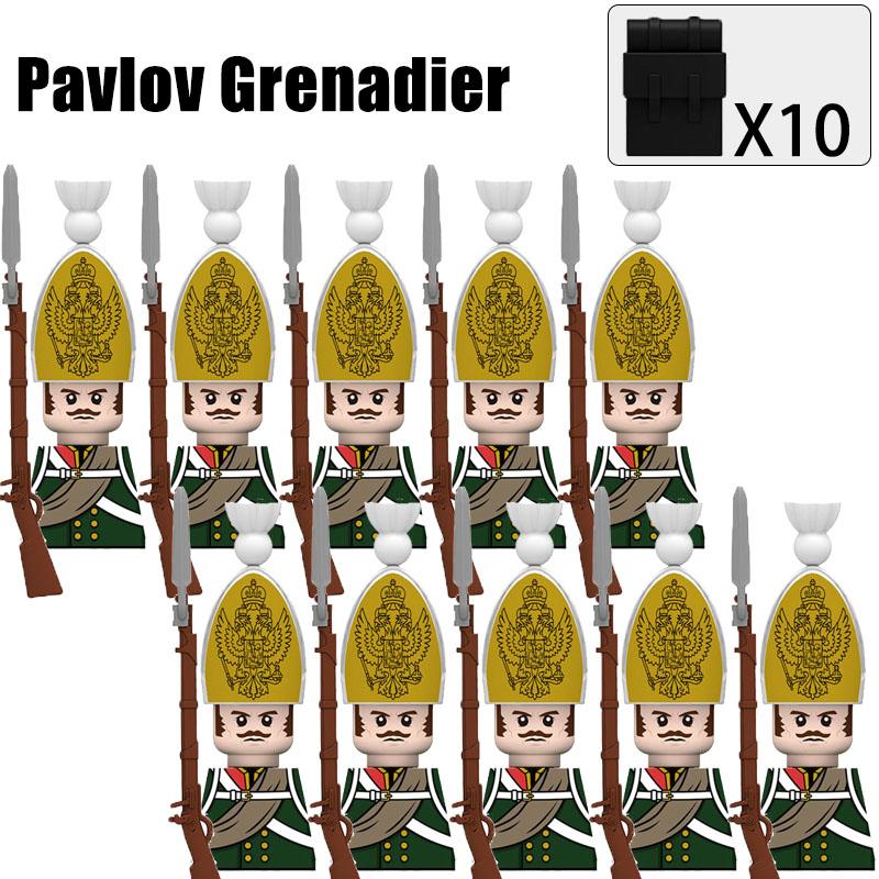 Kids Toys Napoleonic Wars Building Blocks 10pcs/lot Fusilier Lancer Soldiers Mini Action Figures Toys For Kids Christmas Gifts