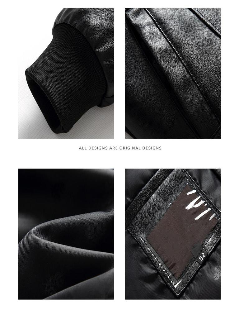 Men's Slim Fit PU Leather Baseball & Stand Collar Jacket - Autumn Winter Korean Style Casual Motorcycle Outerwear