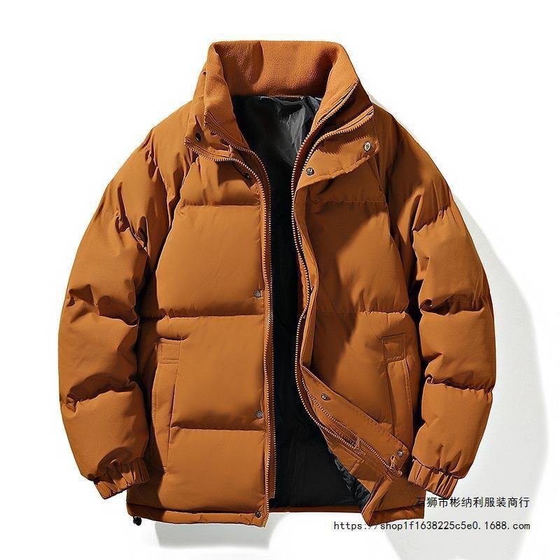 Winter Outdoor Couple Stand-up Collar Casual Cotton-padded Jacket High-quality Fashion Couple Simple Solid Color Green and Young Cotton-padded Jacket