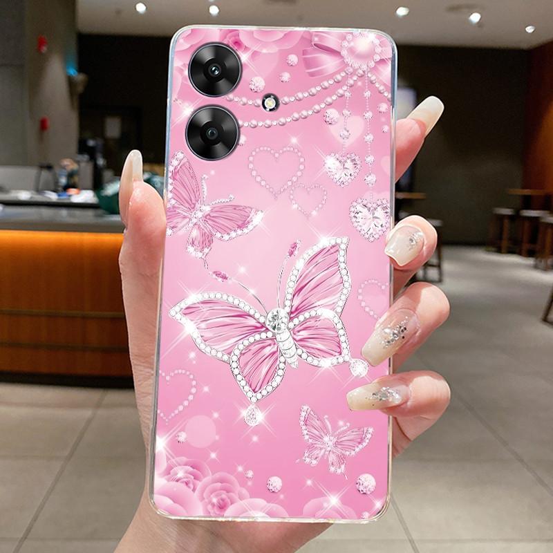 For Realme Note 60 Case RMX3933 Silicone Luxury Butterfly Flower Clear TPU Soft Cover For Realme Note60 Note 60X 60 X Phone Case