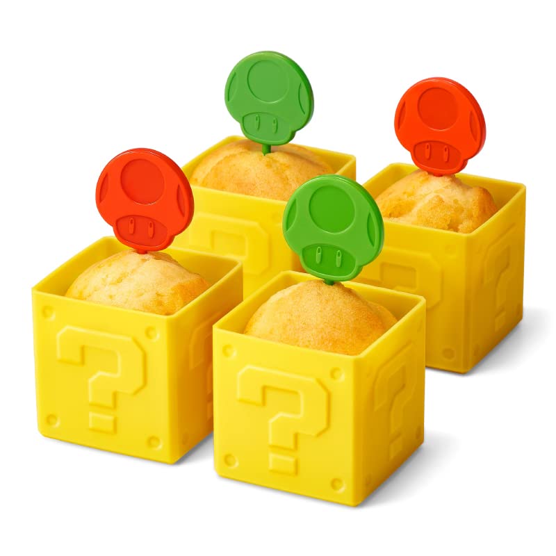 Super Mario Home & Party Muffin Cup (Question Block) & Pick (Super Mushroom/1UP Mushroom)