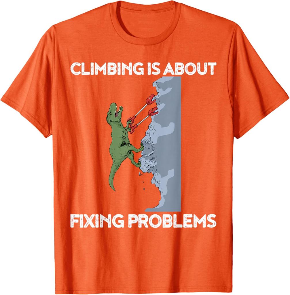 Funny Climbing TShirt TRex Rock Climber Dinosaur Tee TShirt