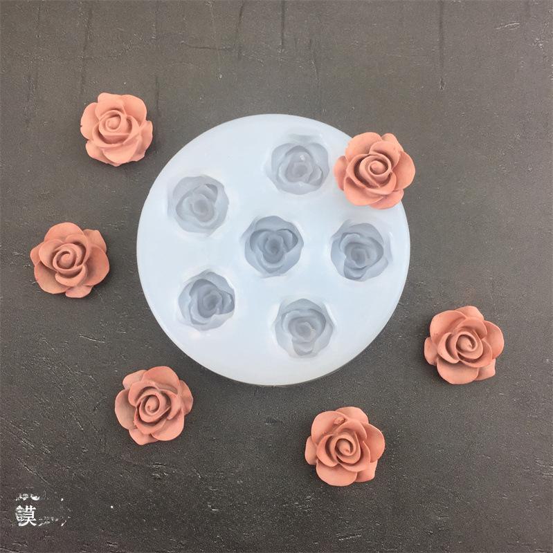 6-in-1 Rose with Leaves Mold: For Plaster, Resin, Mousse, and Aromatherapy