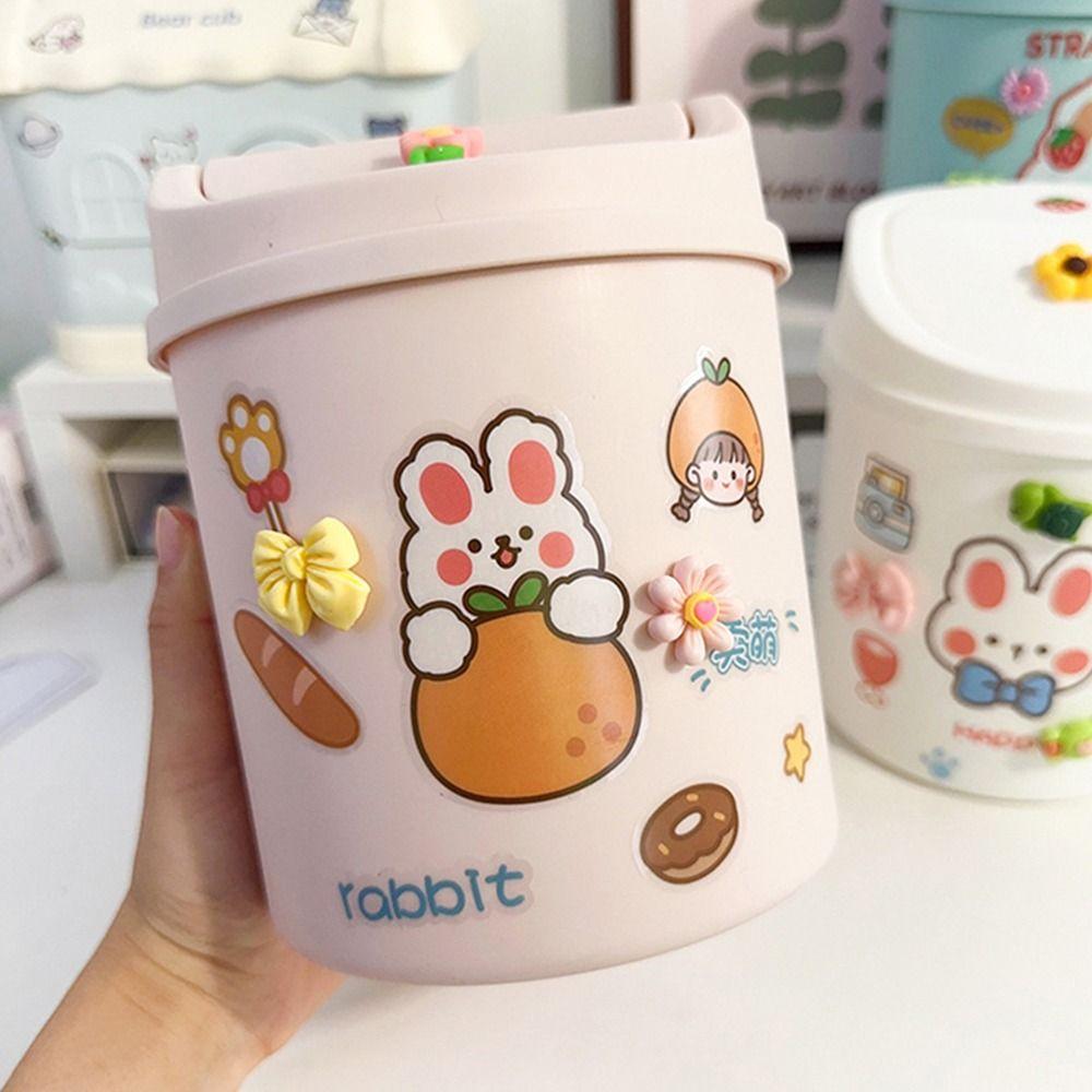 1Pcs with Cover Sticker Trash Can Storage Box Garbage Can Durable Mini Desktop Bin