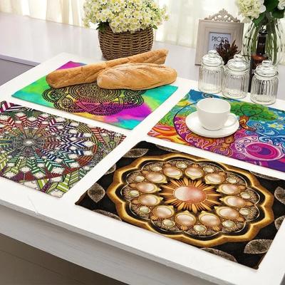 Boho Mandala Pattern Placemat Washable Bohemia Floral Place Mat for Home Party Dining Tables Wedding Kitchen Banquets Decor