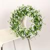 Elegant Faux Summer White Leaf Babys Breath Floral Wreath For Rustic Decor