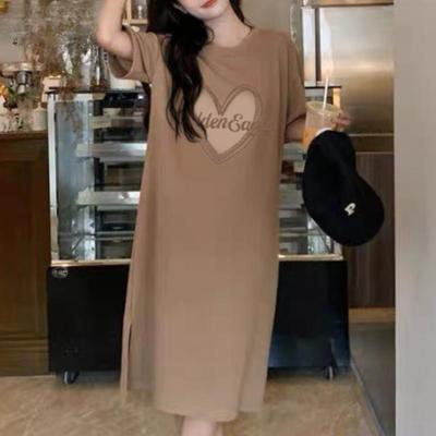 Women's Fashion Summer Spring Love Letter Print 1/2 Sleeves O-Neck Loose Waistline Casual Dresses