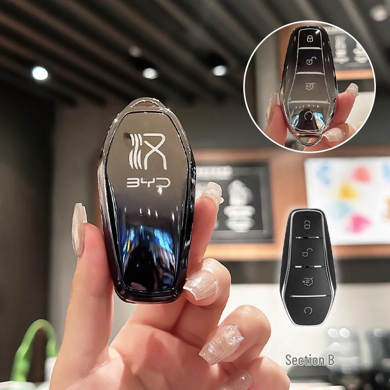 BYD Key Case for Han, Dolphin, Seagull, Mini, Yuan, Tang, Song Pro, and Qin Plus.