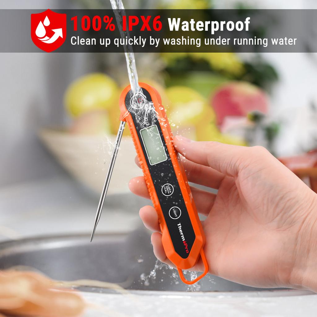 Digital Backlit Instant Read Meat Thermometer for BBQ Cooking, Waterproof Kitchen Thermometer with Lock Function