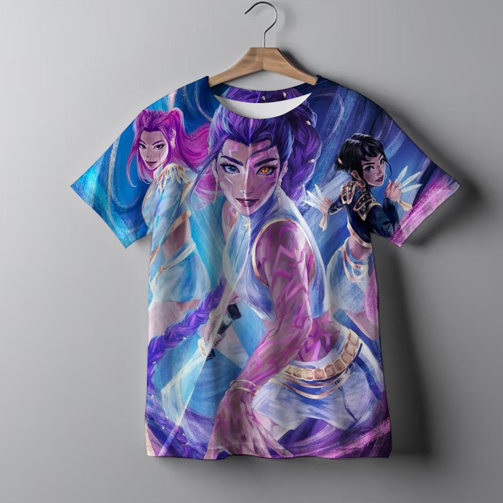 KPop Demon Hunters Cartoon Print Kids T-shirts Summer Short Sleeve Girls Casual Comfortable T-Shirts
