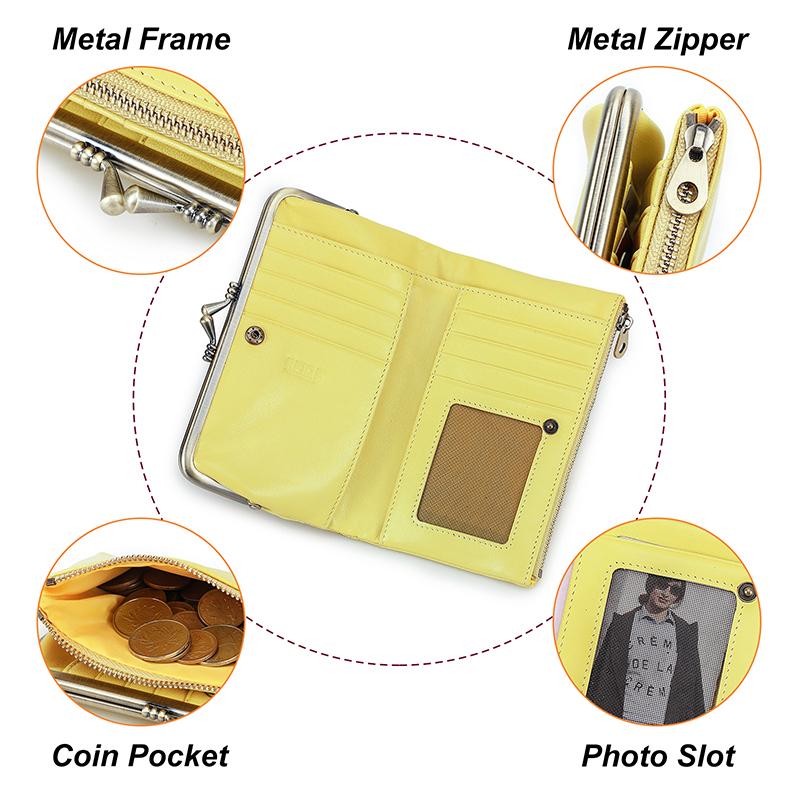 CONTACT'S Genuine Leather Fashion  Long Wallet Women Colorful Coin Pocket with Photo Slot Soft Female Purse Wallets