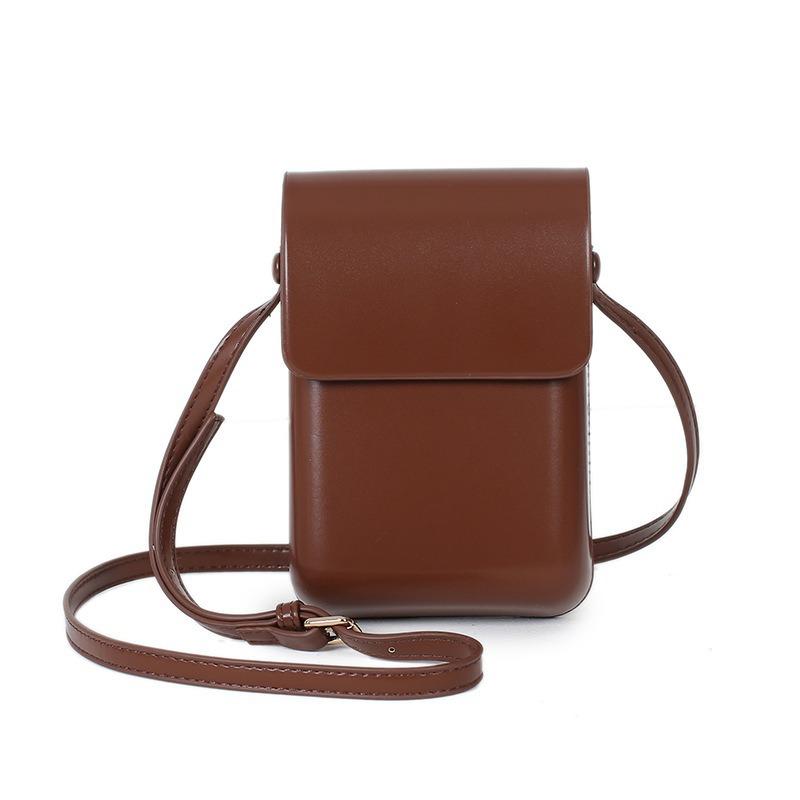 All-Matching Vertical Mini Crossbody Mobile Phone Bag Female Ins Niche Small Solid Color Square Bag Retro Textured Crossbody Bag