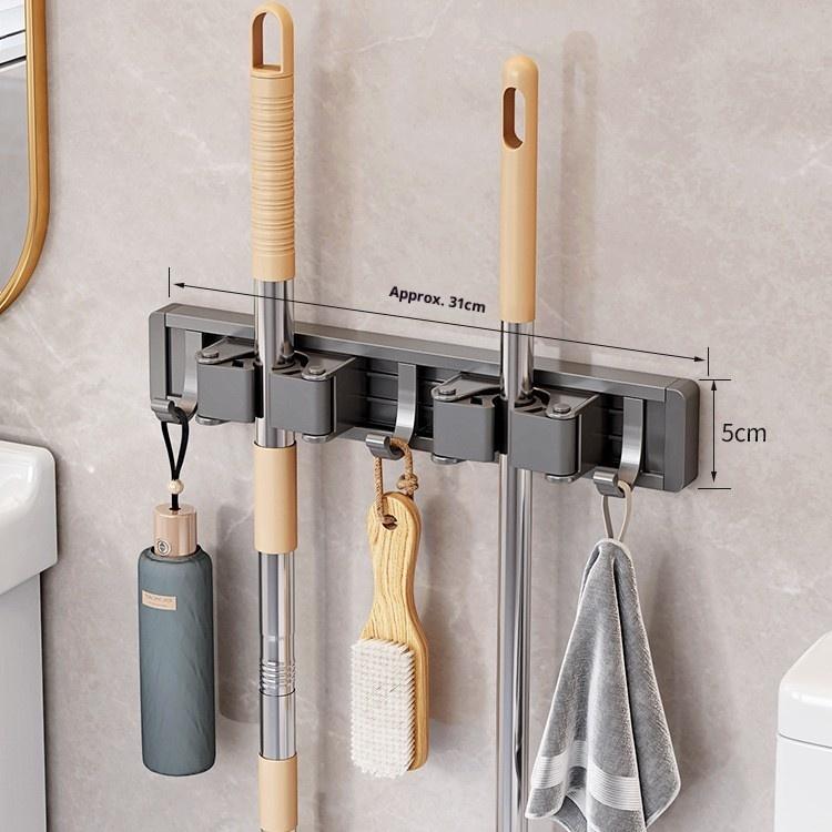 Broom Organizer Mop Gun Gray Hook, No-drill, Strong Adhesive, Wall-mounted, Bathroom Towel, Wall-mounted, Kitchen Clothes Hook