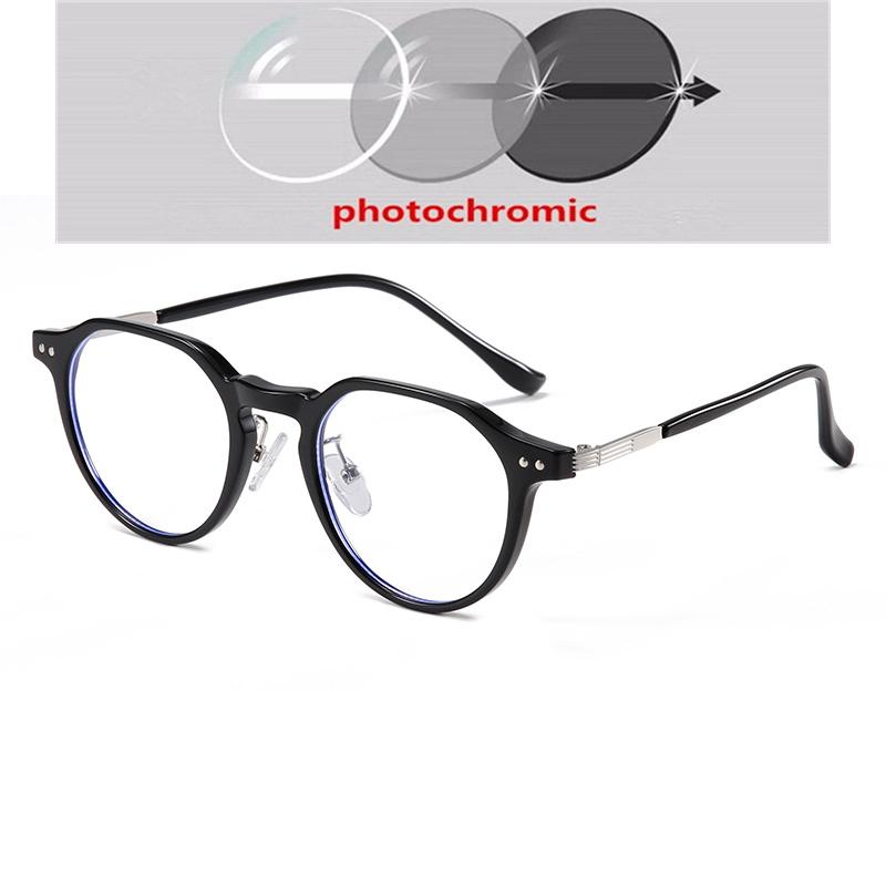 Rivet Frame Blue Light Blocking Oval Nearsighted Glasses For Women Fashion  Myopia Photochromic Eyeglasses -0.5 -0.75 To -6