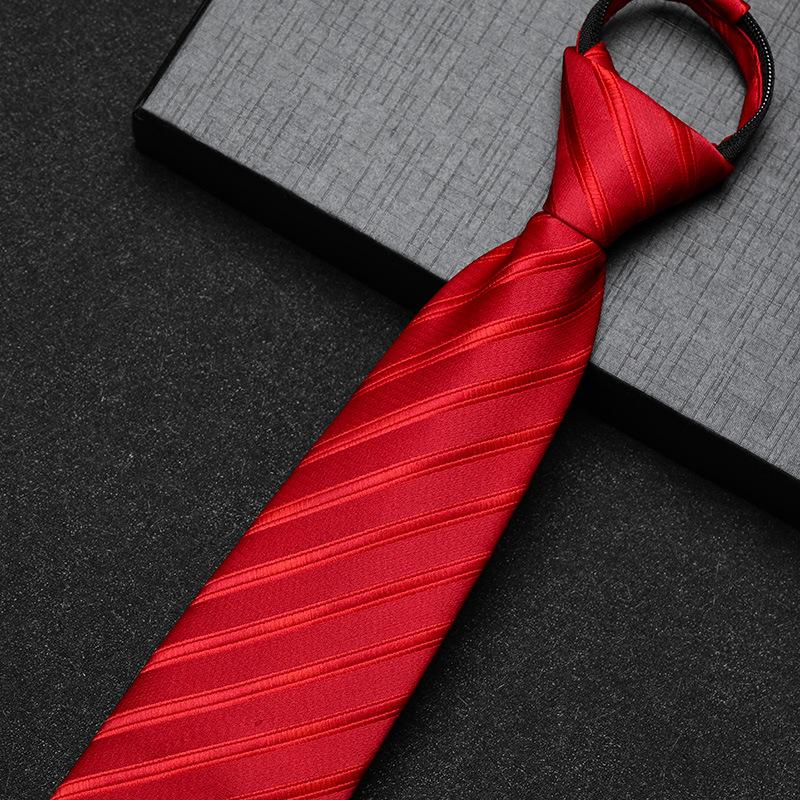 Business Dress Lazy Zipper Free Groom Best Man Wedding Korean Narrow Shirt Striped Plaid Tie