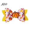 Festival Style Hair Accessories Thanksgiving Turkey Bow Clip for Girls, Decorative Pins, Maple Leaf Pins Double Layer Glitter Clip, Cute Autumn