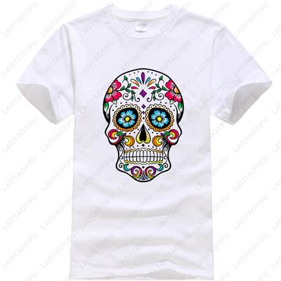 Mens Cotton Street Style TShirt Gothic Skull Graphic Print Summer 2025 Casual Tee Breathable Streetwear Classic Style Tee