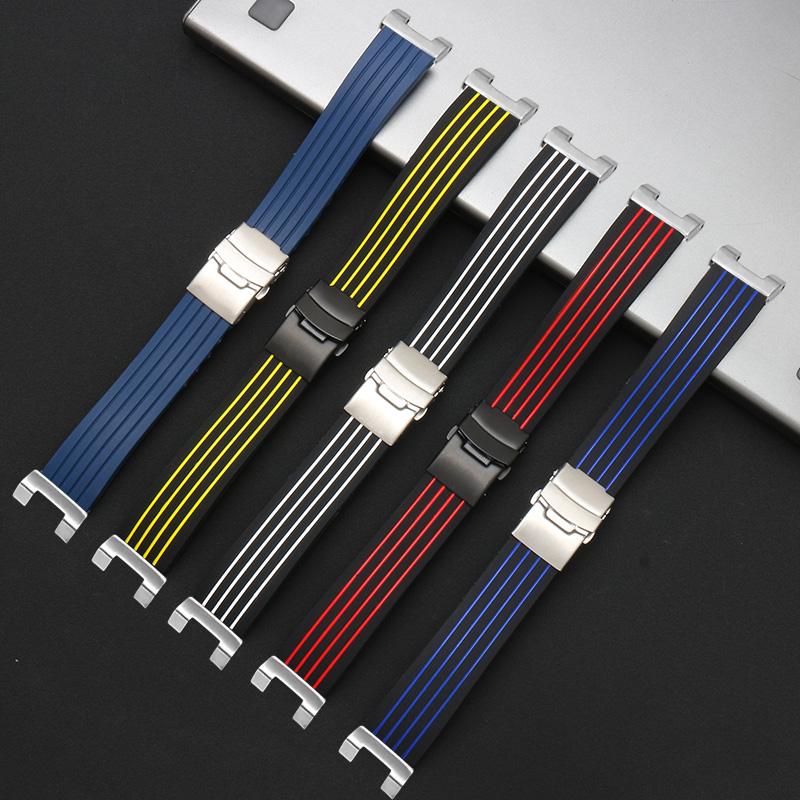 Modified Silicone Strap for Casio GSHOCK GST-B100 GST-S130/W300/400G/W110/S120 Diving Sport Wristband with Stainless Steel Adapt
