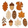 Thanksgiving Harvest Fall Wooden Banner Ornaments, Maple Squirrel Acorn Pinecone Hanging Decorations, Window Decor