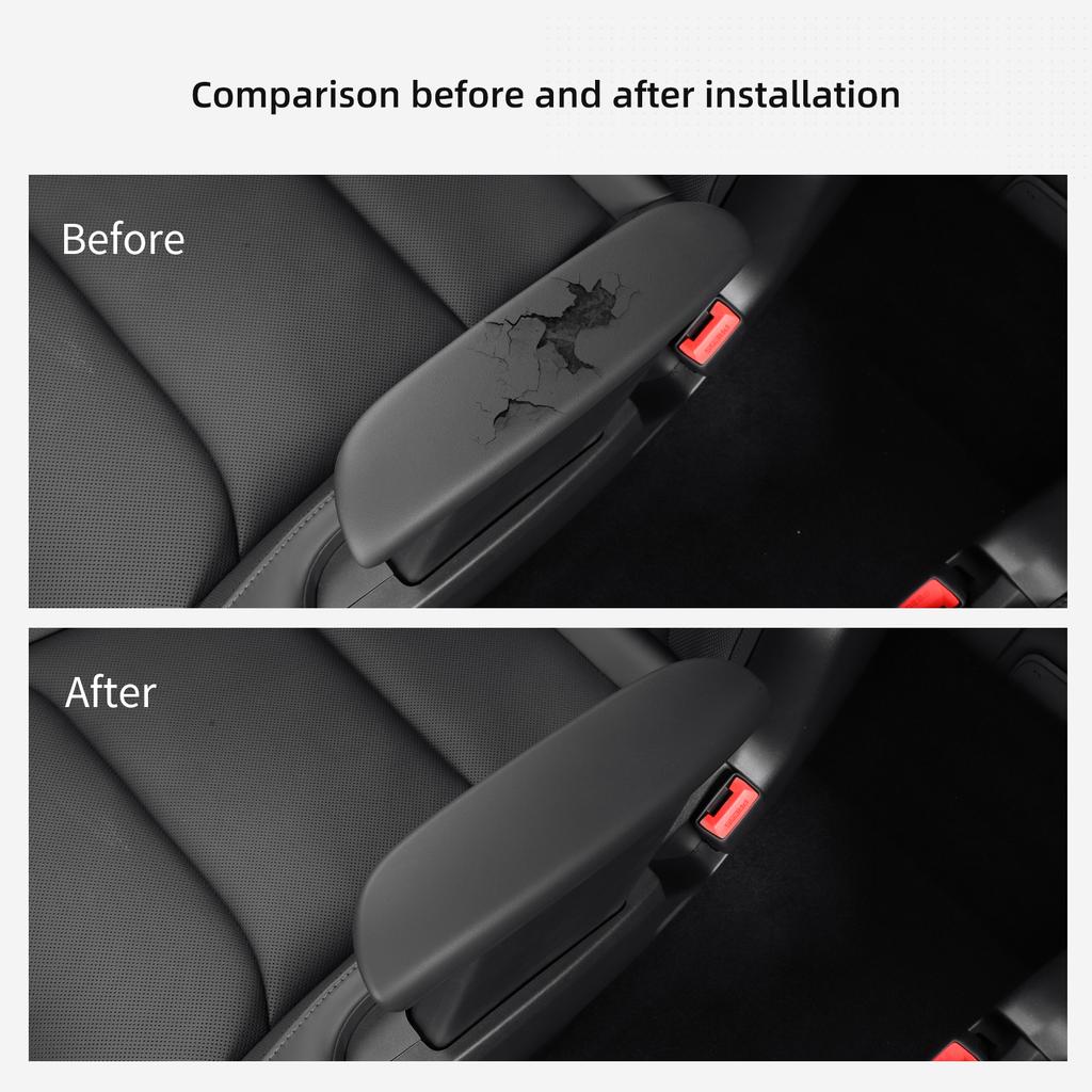 LUCKEASY for Tesla Model YL 6Seats 2025 2026 Car 2nd Row Electric Armrest Protective Cover Silicone Accessories Black