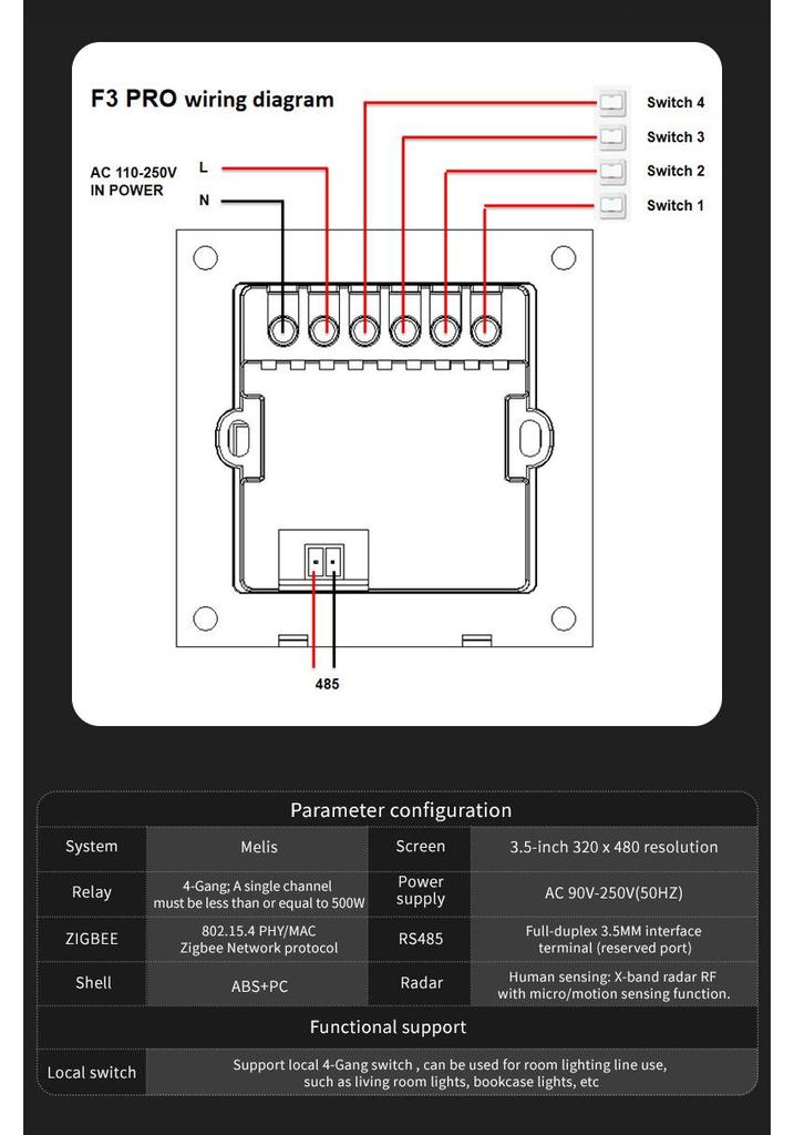 Tuya ZigBee 3.5" Touchscreen Dimmer & Curtain Switch