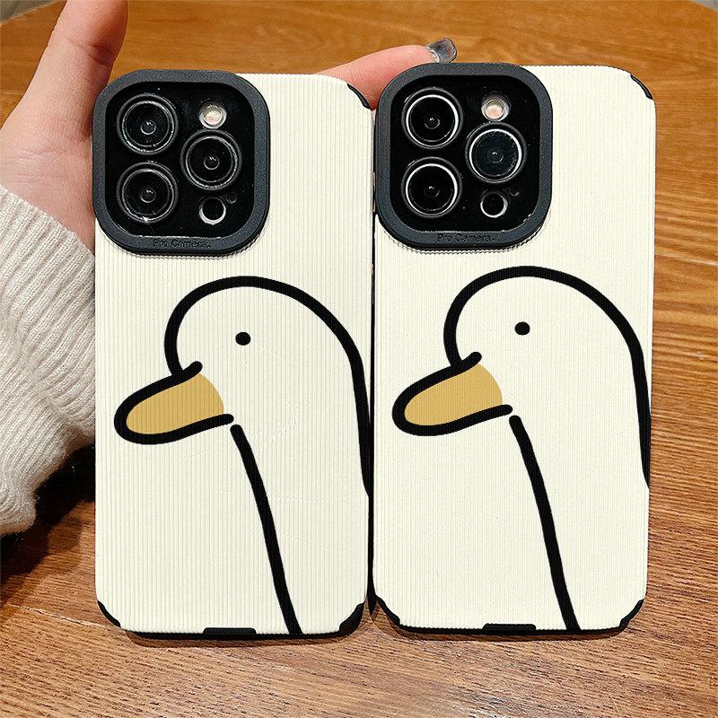 Vertical Leather Shell Silly Goose Printed Patterned Shockproof Soft Silicone Case with Camera Lens Full Protection for IPhone Samsung