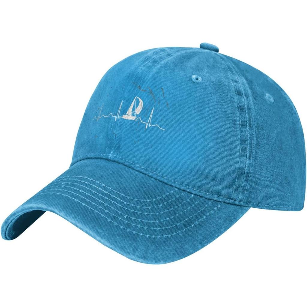 Sailing Heartbeat Baseball Cap Washed Cotton Dad Hat Adjustable Sun Protection for Unisex