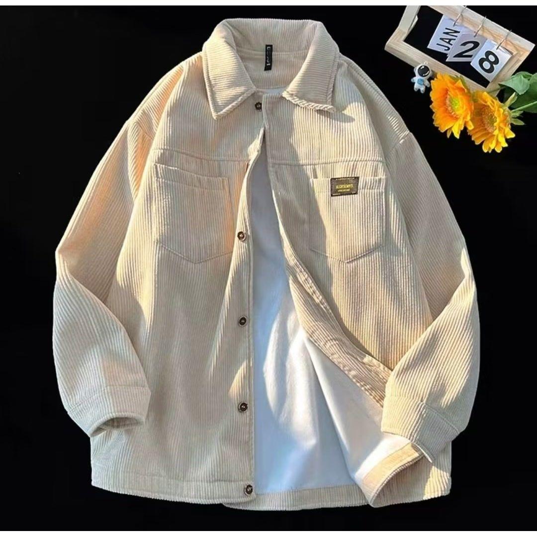 Men s Winter Retro Corduroy Jacket - Plus Velvet, Thick, Loose, Versatile Shirt M (85-100 jin)