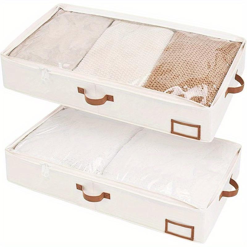 

1pc Spacious Under-Bed Storage Bag with Clear Viewing Window Durable Non-Woven Fabric,Large Capacity,Multi-Handle Design белый