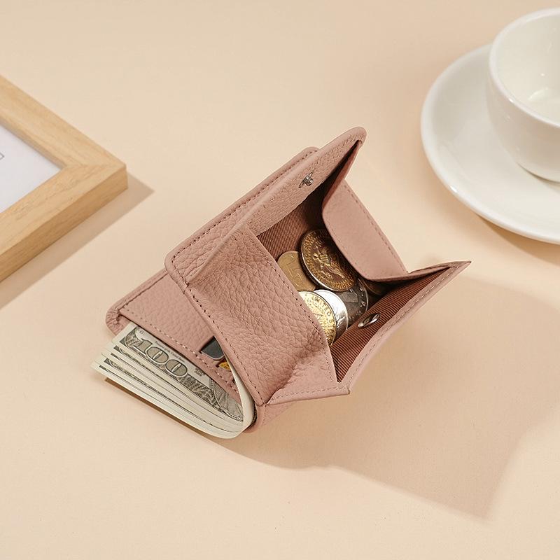 Lychee Pattern Ladies' RFID Genuine Leather Wallet - Japanese Style Cowhide Coin Purse