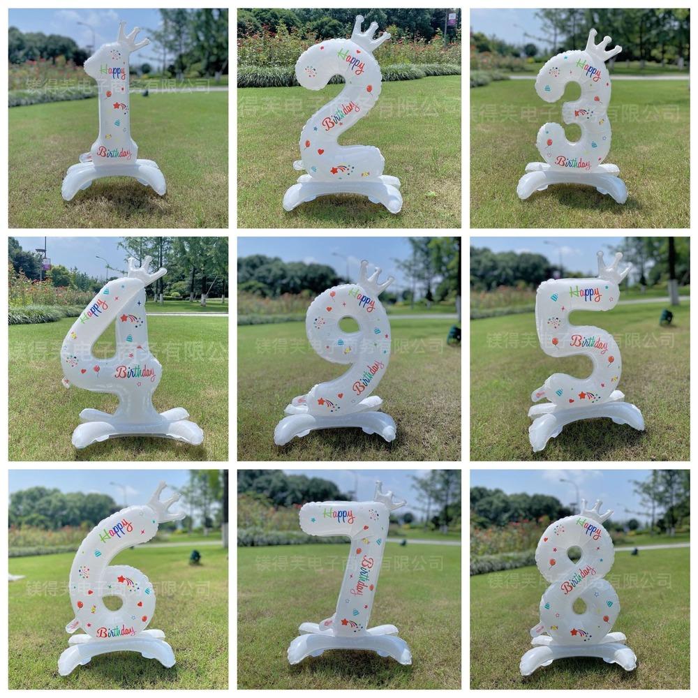 32inch Aluminum Film 0-9 Number Balloons with Crown Decor Birthday Party Adult Ceremony Commemoration Celebration Decoration