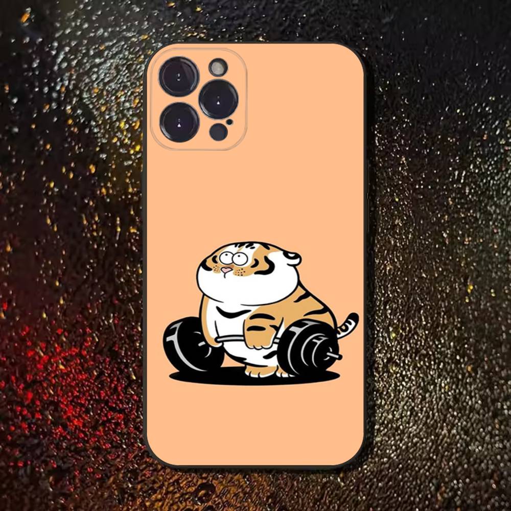 

Funny F-Fat Tiger Phone Case For iPhone 17,16,15,14,13,12,11 Plus,Pro Max,XS,X,XR,SE,Mini,8,7,Soft Silicone Black Cover iPhone17