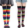 Overknee Striped Long Socks Colorful Knee Thigh High Socks Rainbow Striped Stockings  Fashion Show