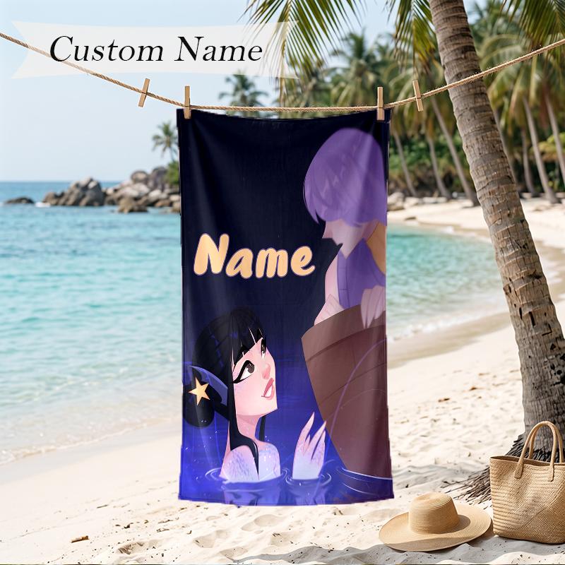 Asciugamano da Spiaggia Stampato con Nomi Personalizzati Mystery & Zoey Asciugamano Morbido Personalizzato per Nuoto Spiaggia Viaggio
