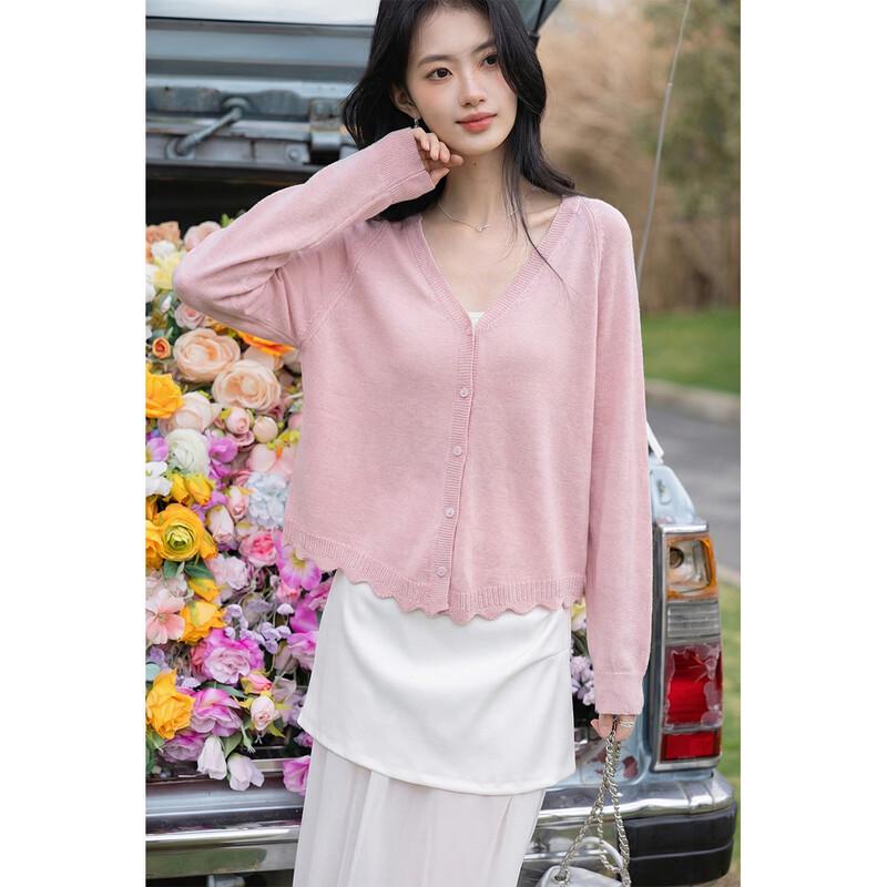 Mokana Women s Batwing Sleeve Lace Hem Sun Protection Knit Cardigan M