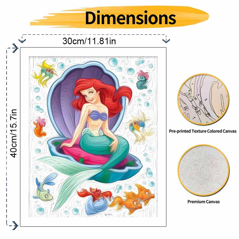 Disney DIY Little Mermaid Oil Painting Art Painting Kit Home Wall Decor Handmade Gift Unique Decorative Art Collection Classic Style