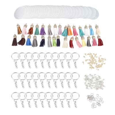200pcs Acrylic Key Ring Kit 30 Acrylic Blank 30 Key Ring Chains 30 Keychain Tassels DIY Acrylic Keychain Making Kit