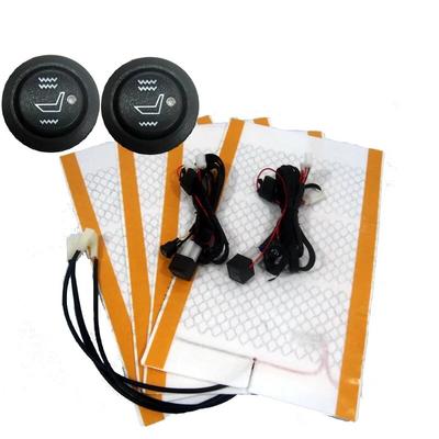 Kit de chauffage de siège de voiture en fibre de carbone 4 pièces 12 V avec interrupteur rond, coussin chauffant chauffant, coussins de siège, housses de siège chauffantes d'hiver
