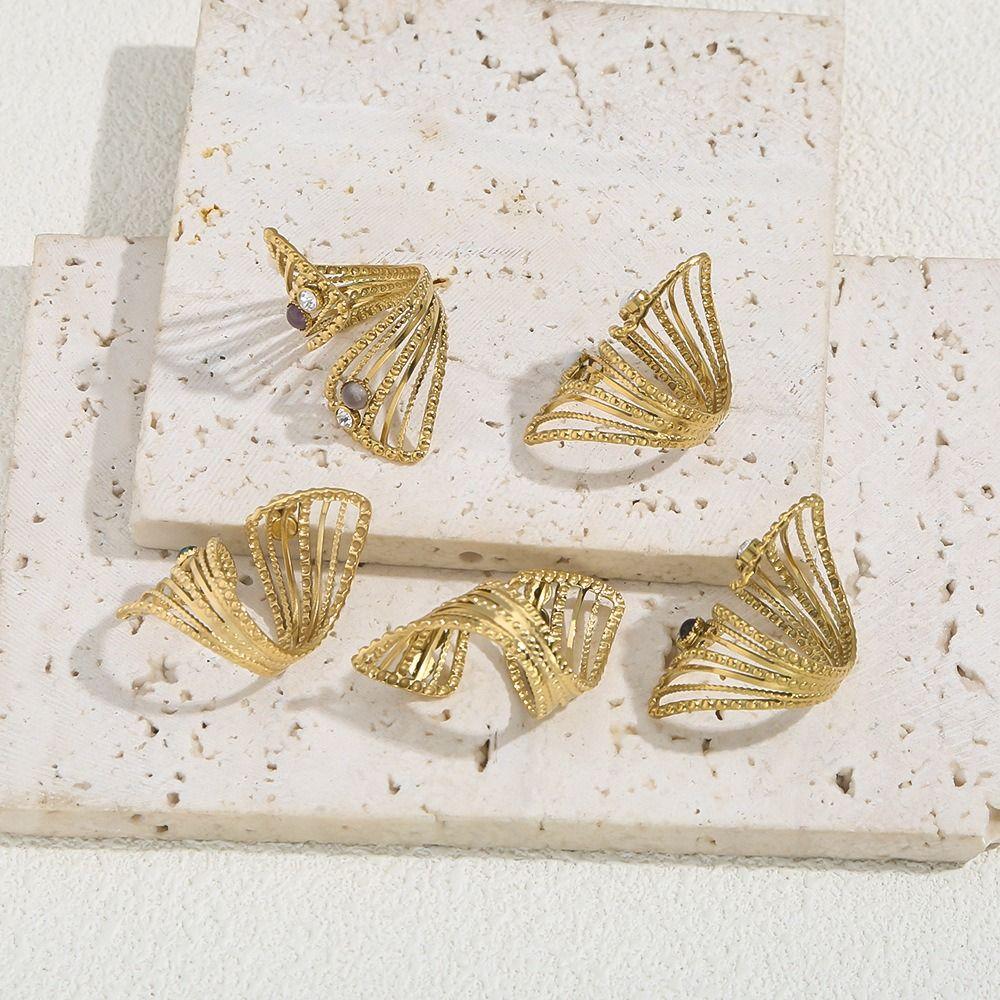 Minimalistisches Design Verstellbarer Ring 18K Goldfarbe Vergoldeter Ring Hohlring Festival-Kleidung