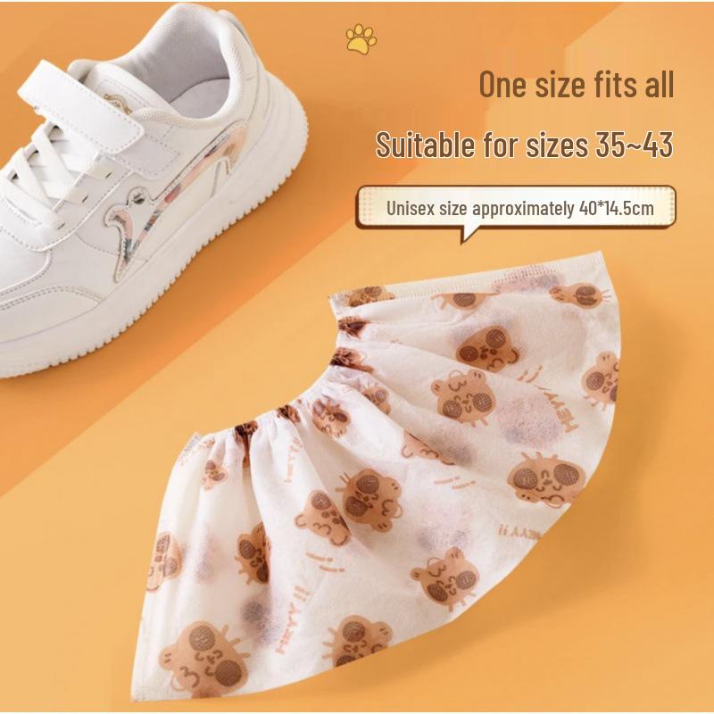Cartoon Bear Non-woven Shoe Covers: Dustproof & Wear-resistant Protection for Indoor Use