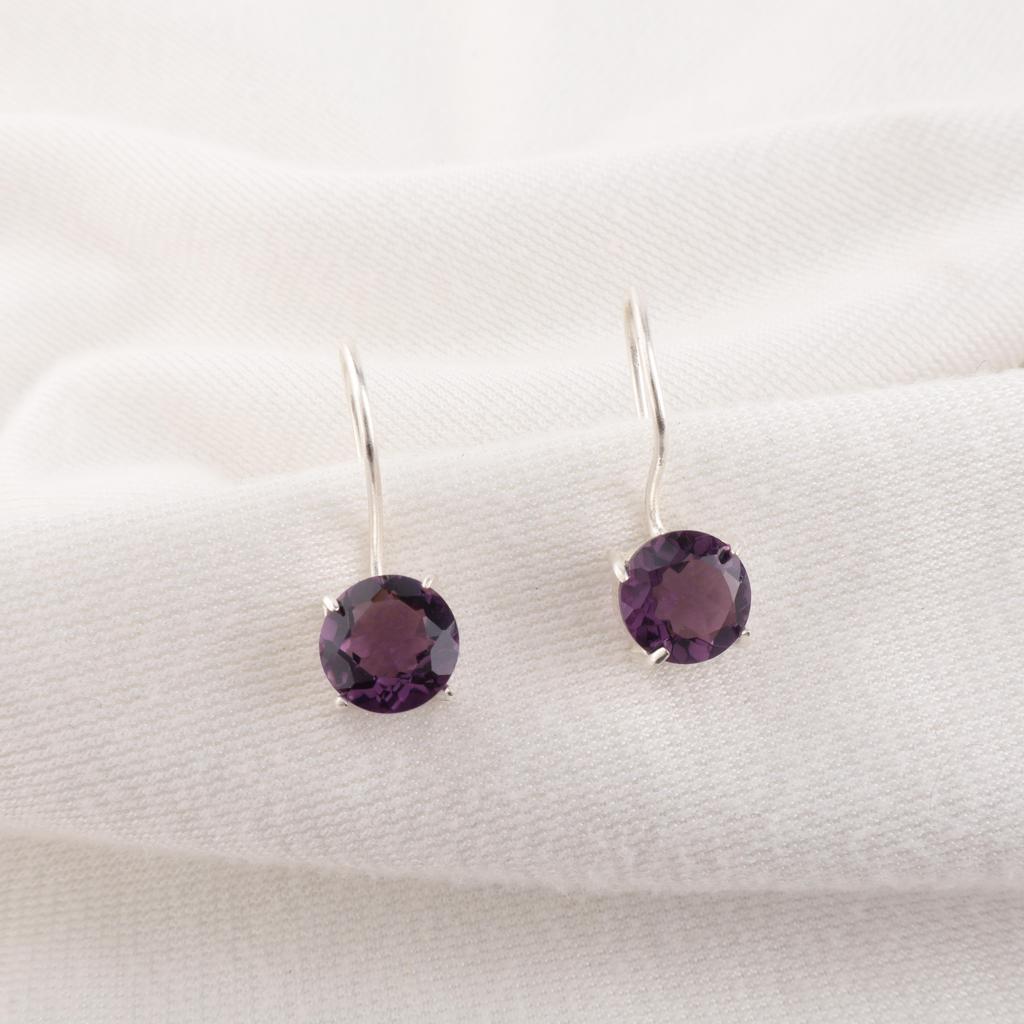 Amethyst Earrings Gemstone Jewelry, 925 Solid Sterling Silver Earrings, Gift For Women Handmade Earrings For Wedding Gift
