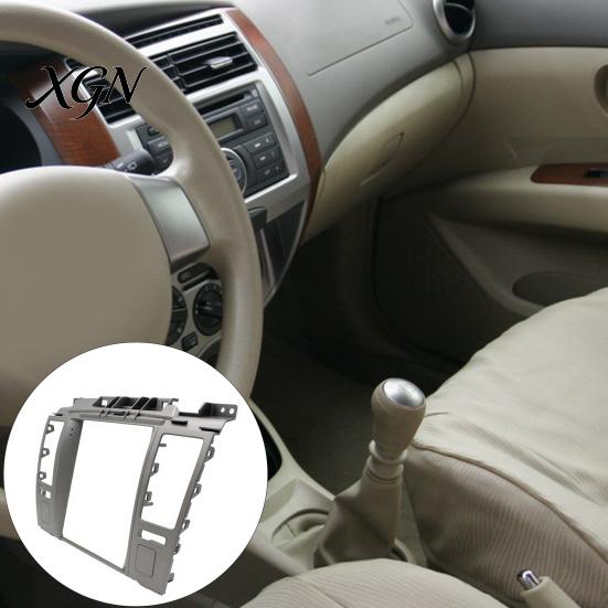 ABS Plastic Radio Installation Trim 9.7 Inch Vertical Car Dash Kit for Nissan Tiida 2005-2010, Stereo Split Navigation Panel Frame with AC Trim,