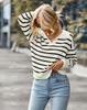 Women's Winter Polo Neck Ladies Clashing Striped Sweater Top