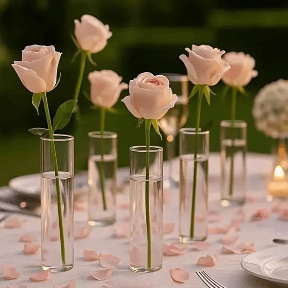 Transparent Flower-Wrapping Vases Plastic Shatterproof Clear Flower Vases Cylindrical Modern Hydroponic Plants Vase Home Decor