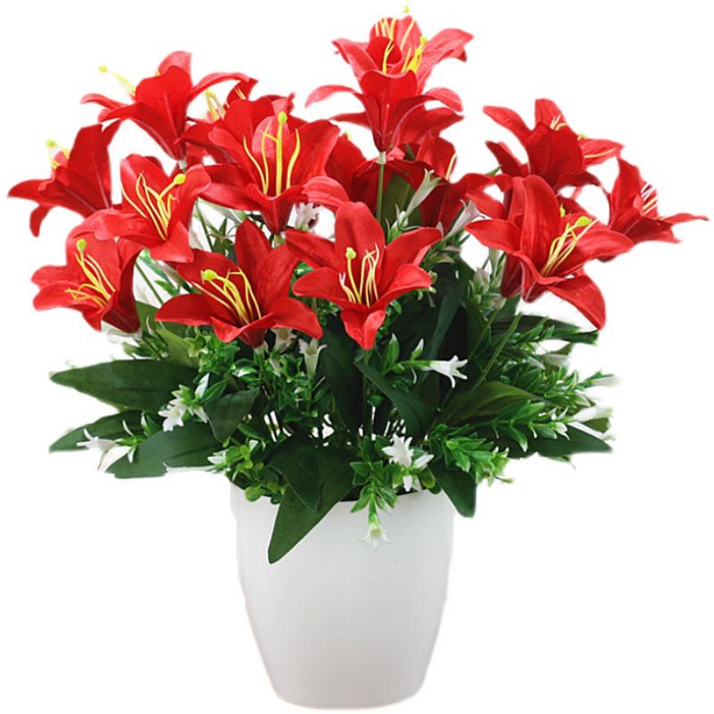 Silk Lily Flower Set - Decorative Artificial Bouquet for Living Room & Dining Table