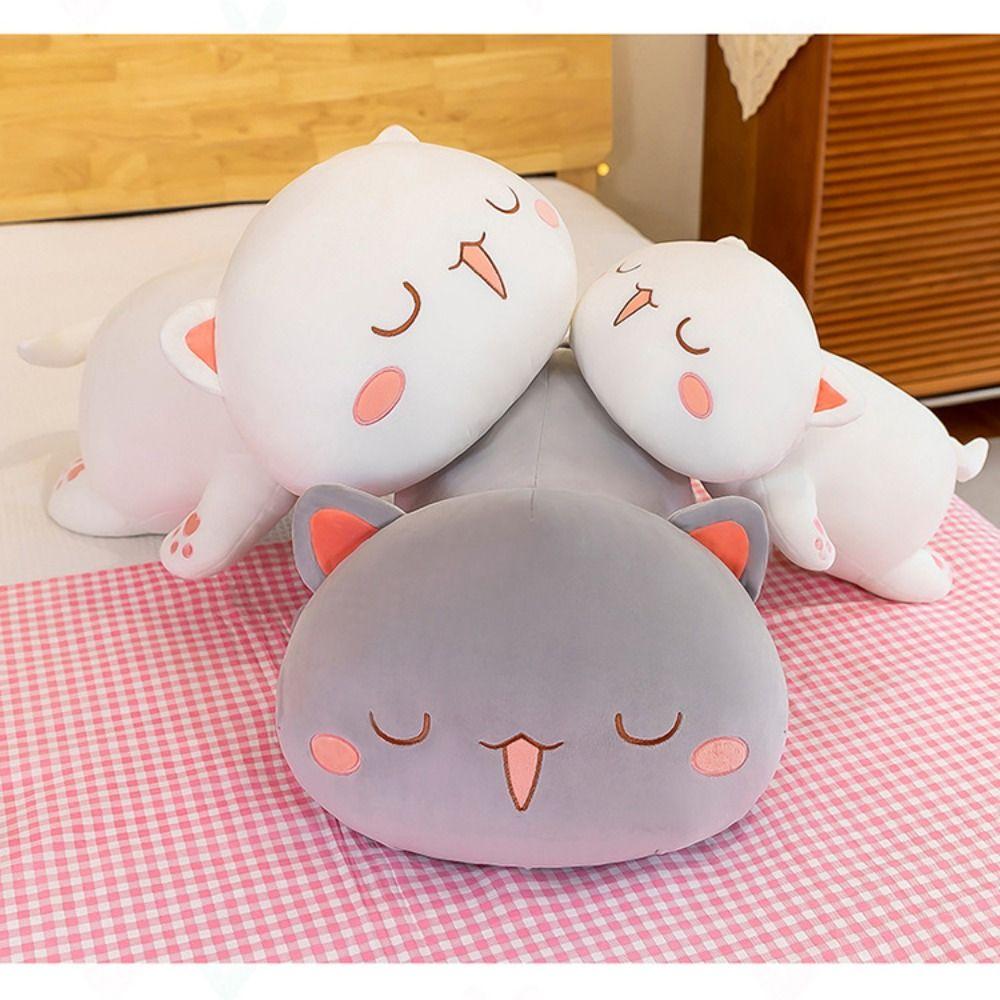 40/ 50CM Peach Cat Plush Toys White Grey Stuffed Peach Cat Children's Gift Animal Doll