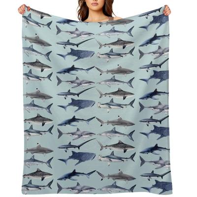 Copia De Sharks Throw Blanket Vintage Luxury Plaid On the Sofa Blankets Ands Blankets